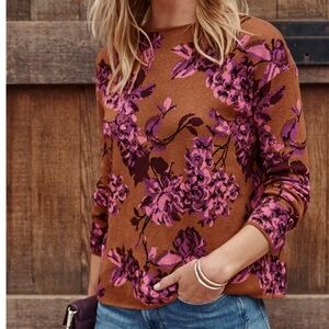 NWT J. Jill Floral Knit Sweater